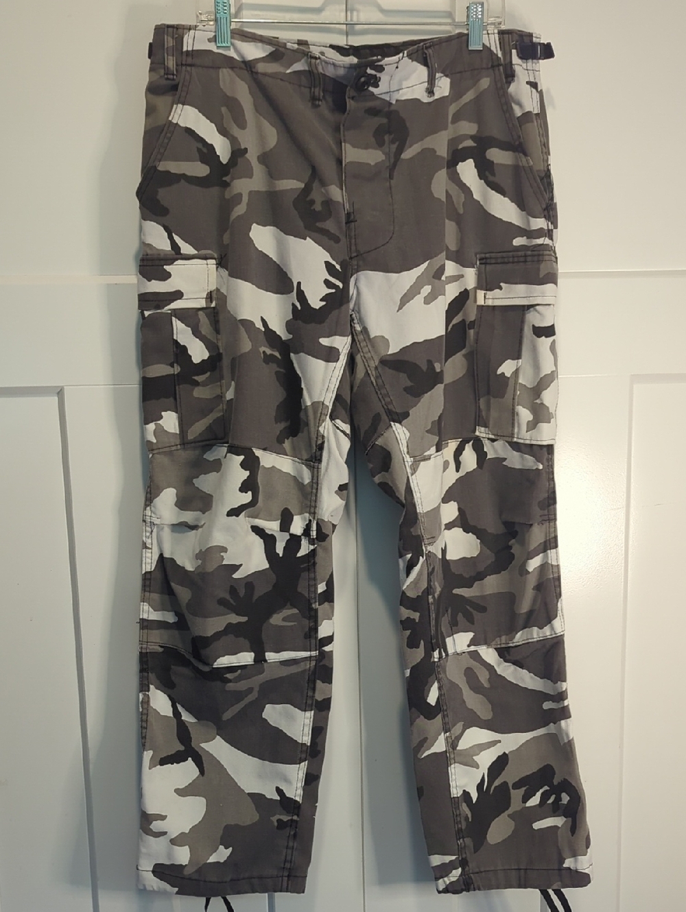 Military Camo Cargo Pants Grey And White Mens Size M-L